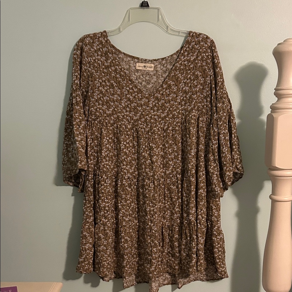 Floral Print Flowy Bell Sleeve Dress